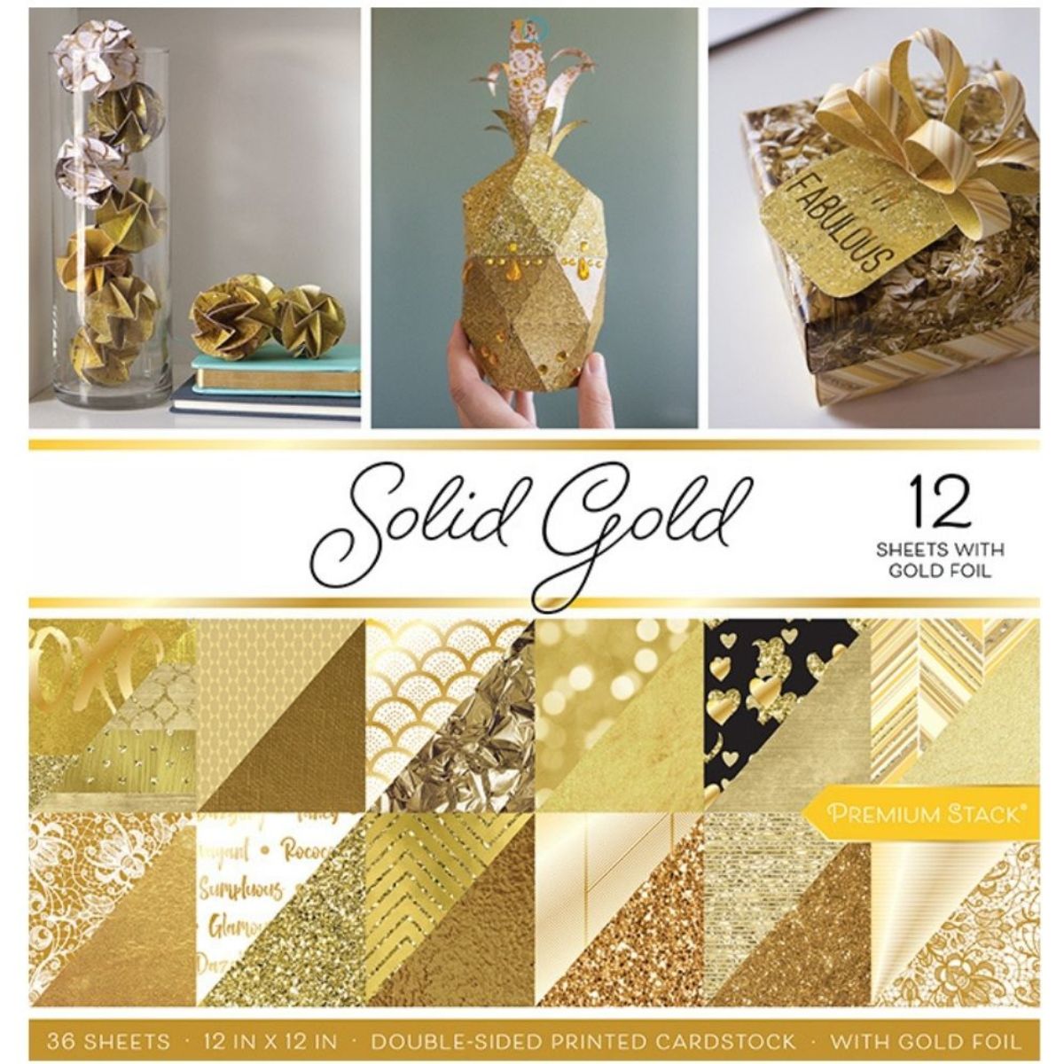 Solid Gold Paper Stack / Block de Papel Oro Solido 36 Hojas Papel DCWV