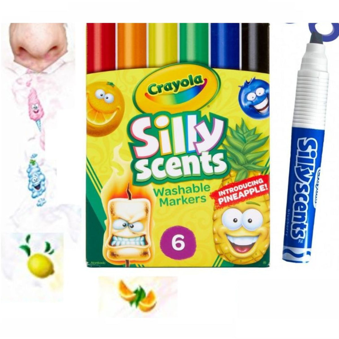 Silly Scents Wedge Tip Washable Markers / 6 Marcadores Lavables Perfumados Marcadores &amp; Plumones Crayola