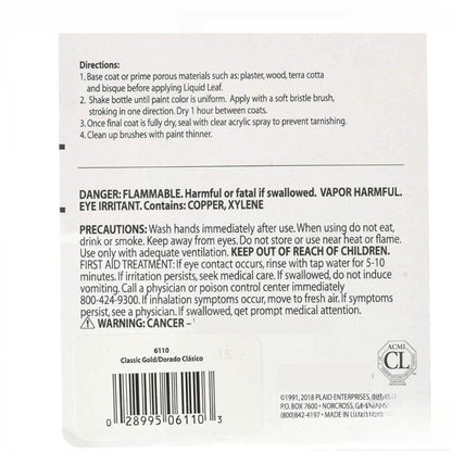 Liquid Leaf Paint Gold / Hoja de Oro Líquido Pinturas Plaid