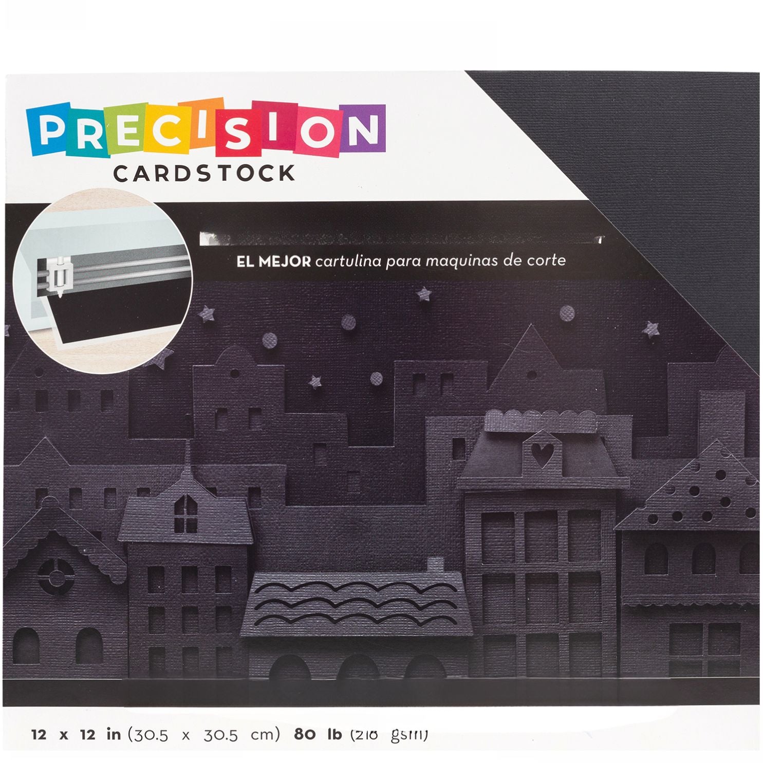 Black Precision Cardstock Pack 12" / Paquete de Cartulina Negra Texturizada Papel American Crafts