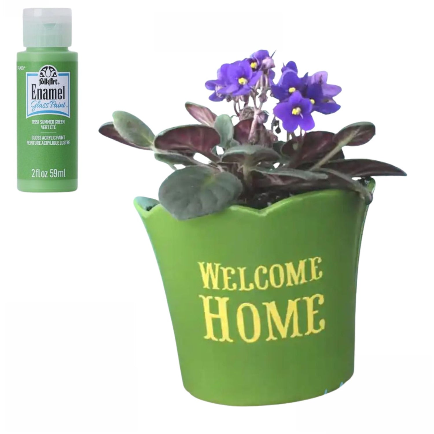 Enamel Paint Summer Green / Pintura Acrílica de Esmalte Verde Esmaltes Folk Art