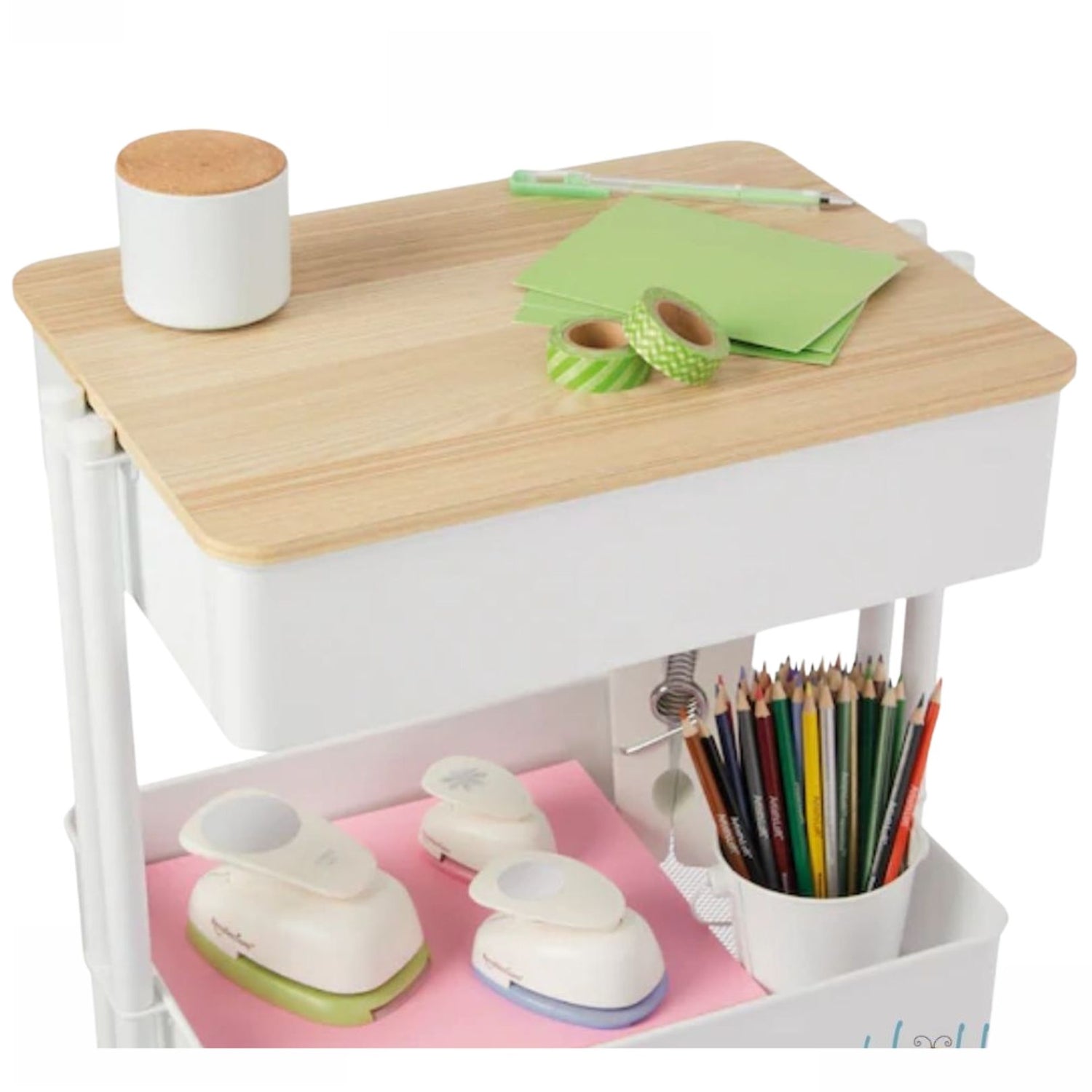 Wood Metal Cart Top / Cubierta Color Madera para Carrito de Metal Almacenamiento y Organización Darice