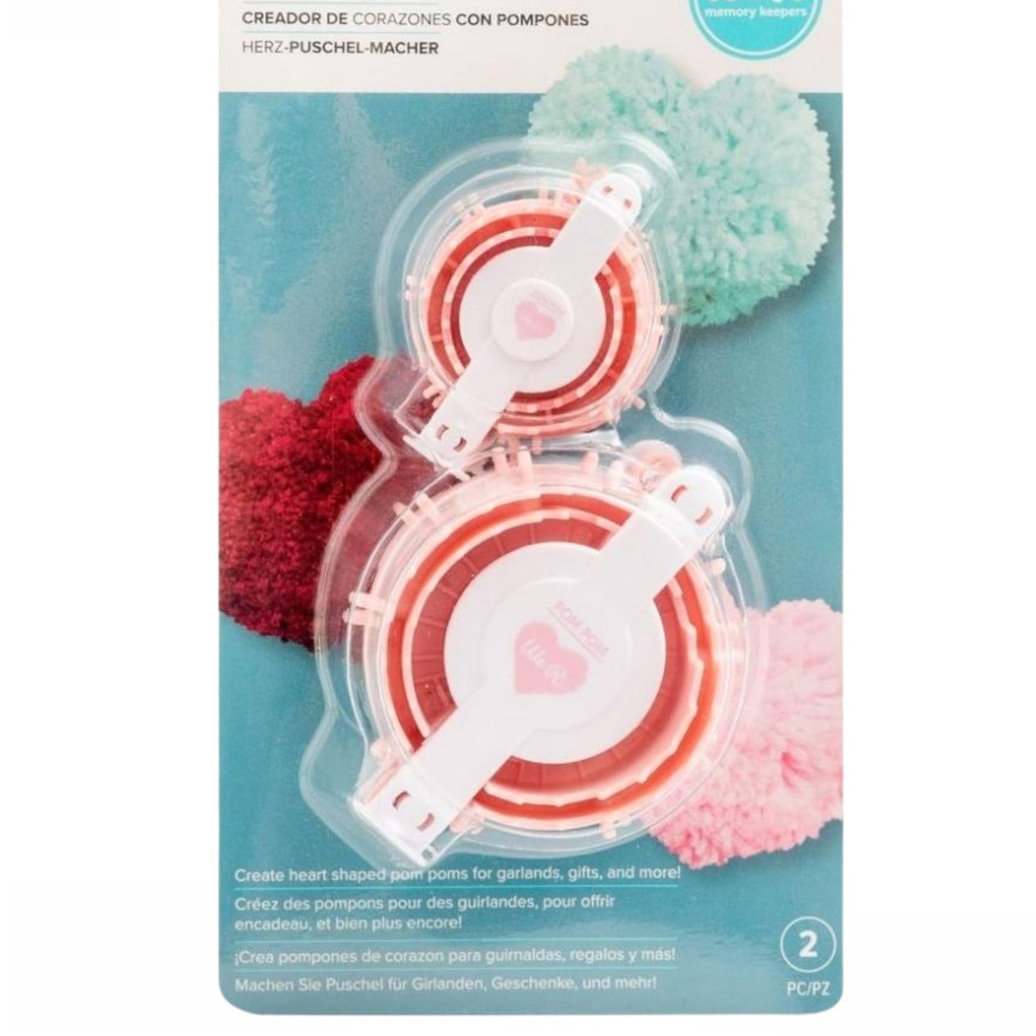 Heart Pom Pom Makers / Herramienta Para Crear Pompones Herramientas We R Memory Keepers