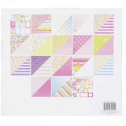 Unicorns &amp; Rainbows Gold Glitter Paper 12&quot; / Block de Papel Doble Cara Unicornios y Arcoirirs Papel DCWV