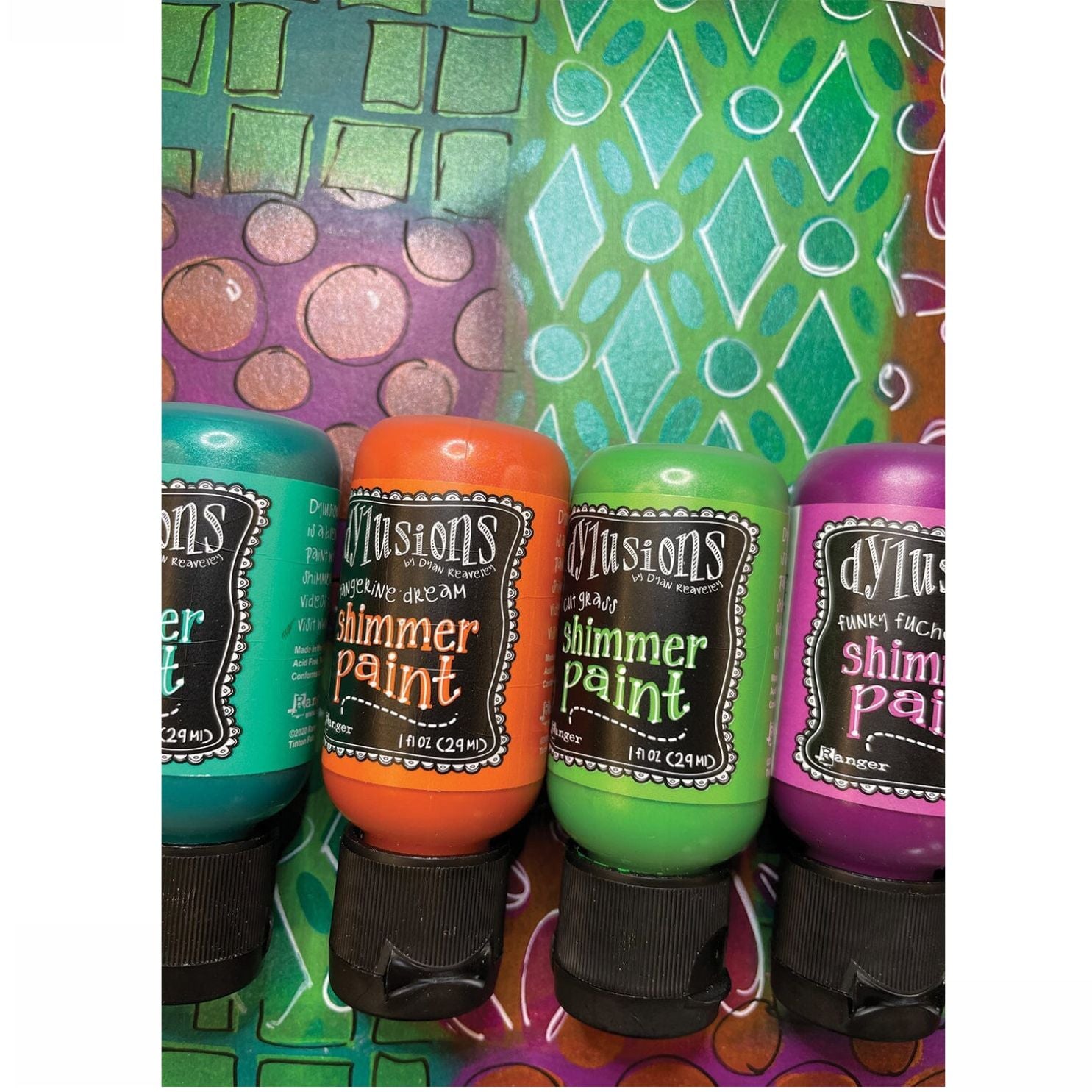 Dylusions Cut Glass Shimmer Paint / Pintura Acrílica Metálica Color Verde Pintura Ranger