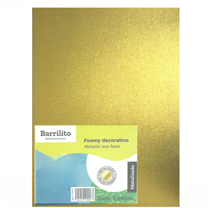 Hojas de Foamy Metalizado Dorado Papel Barrilito