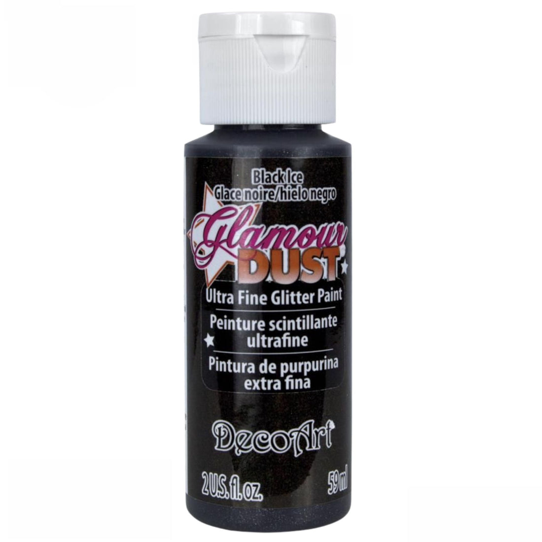 Glamour Dust Glitter Paint Black Ice / Pintura con Purpurina Negro Acrìlicos DecoArt