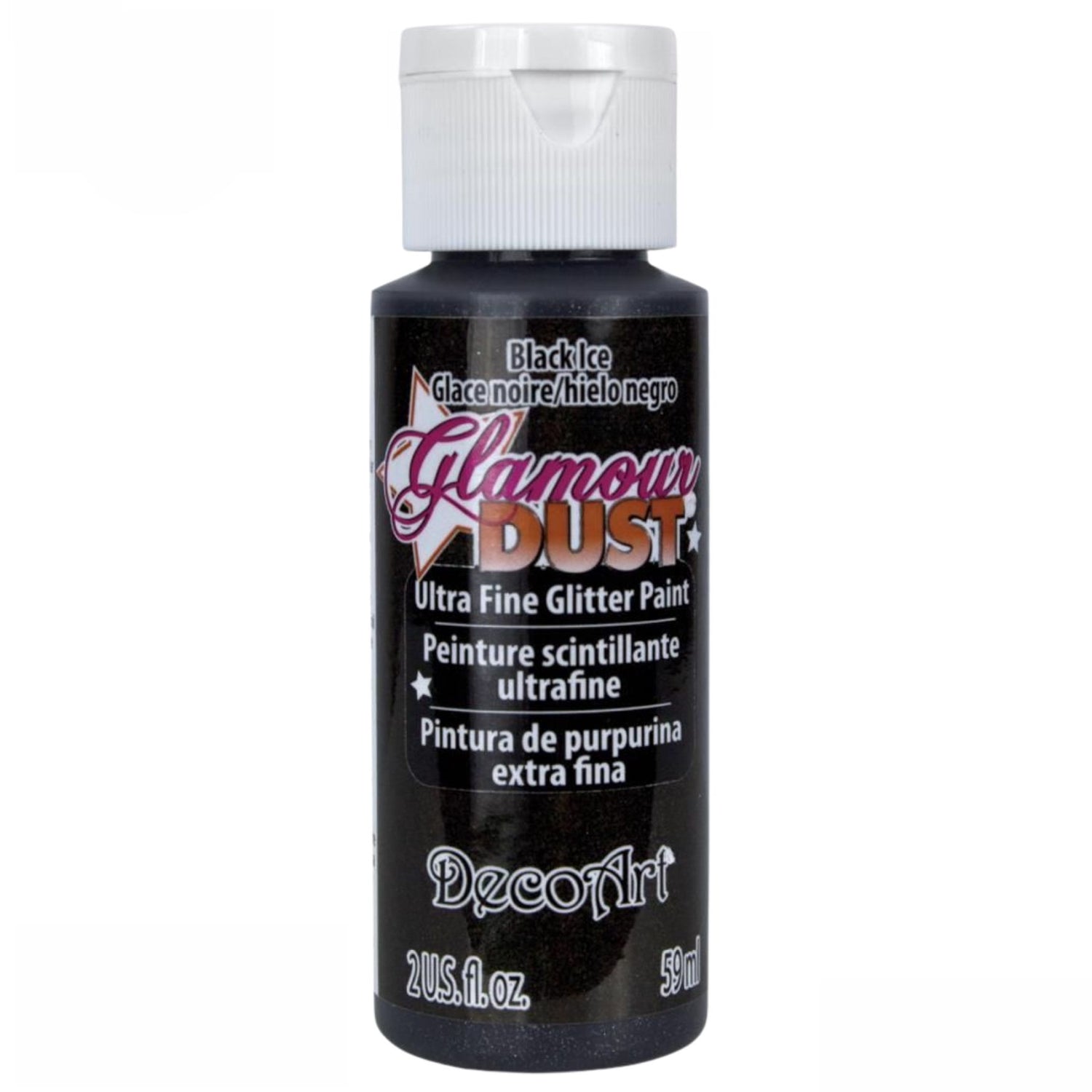Glamour Dust Glitter Paint Black Ice / Pintura con Purpurina Negro Acrìlicos DecoArt