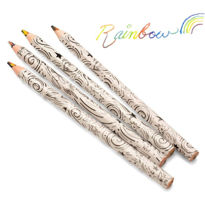 Jumbo Rainbow Swirl Colored Pencils / 4 Lápices de Colores Arcoiris Colores y Plumones Colorbok