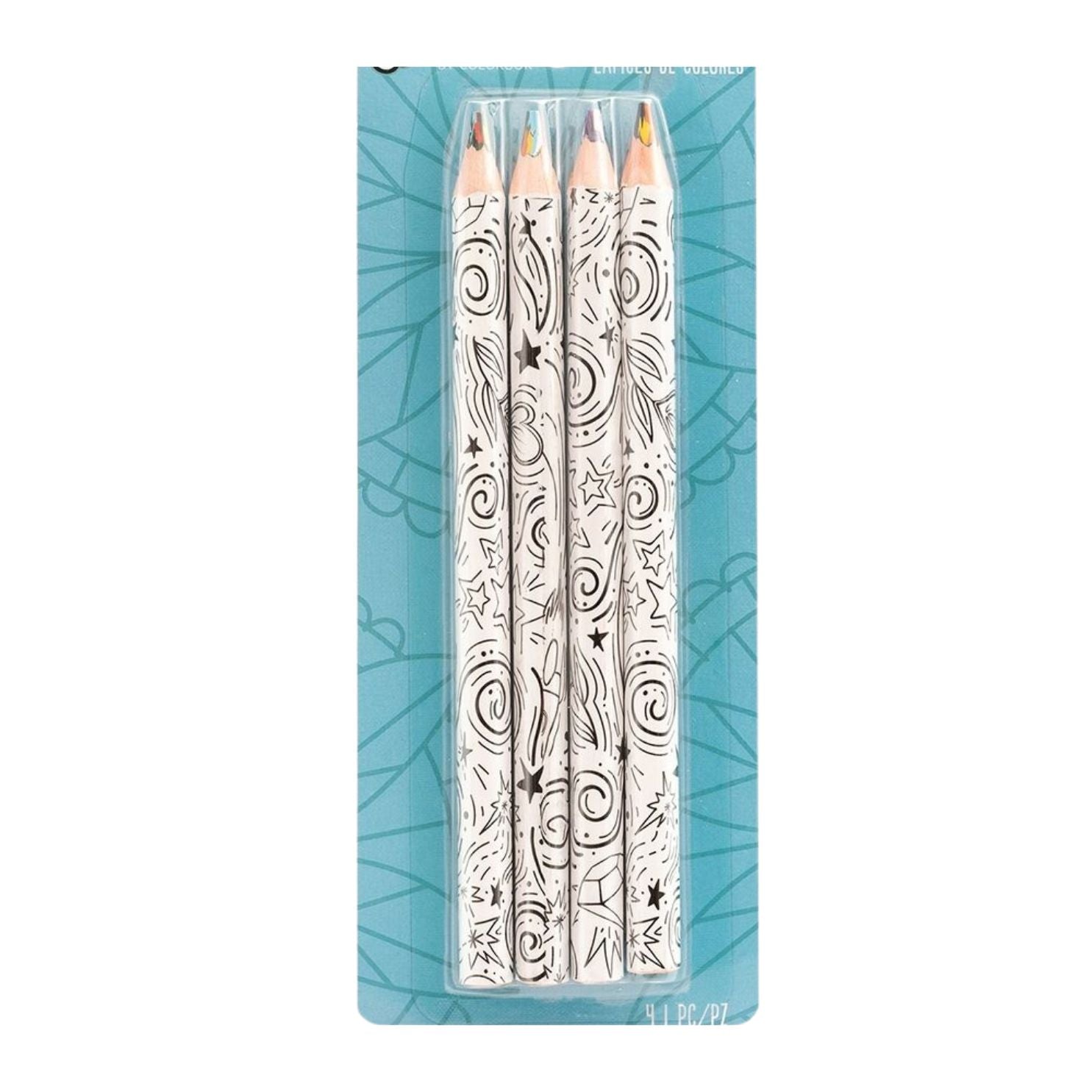 Jumbo Rainbow Swirl Colored Pencils / 4 Lápices de Colores Arcoiris Colores y Plumones Colorbok