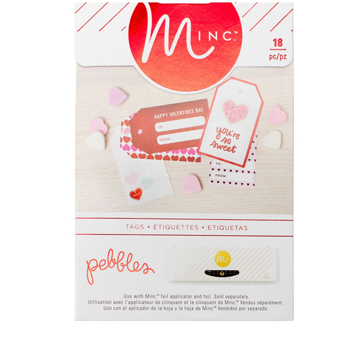Minc Tags Pebbles Be Mine / Minc Etiquetas Foil Reactivo Heidi Swapp