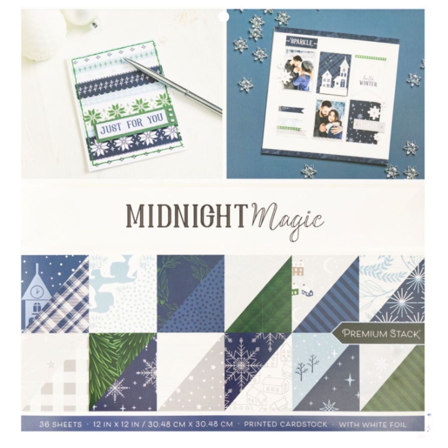 Midnight Magic Cardstock Stack 12" / Cartulina Doble Cara Navidad Magica Papel DCWV