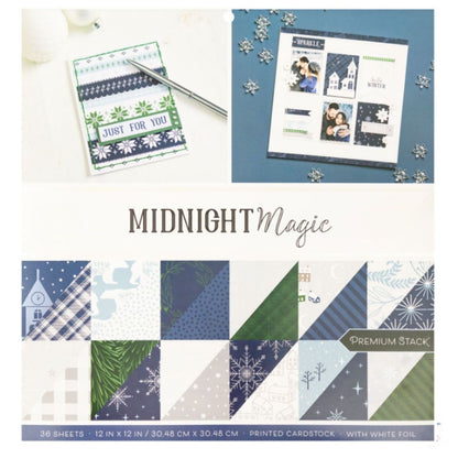 Midnight Magic Cardstock Stack 12" / Cartulina Doble Cara Navidad Magica Papel DCWV