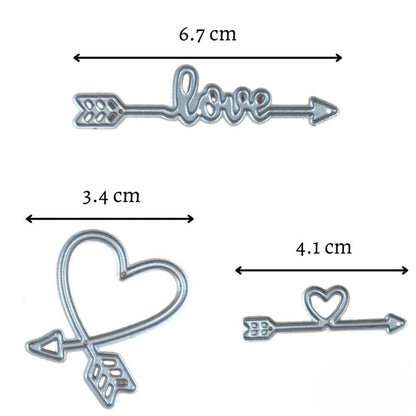 3 Suajes Flechas de Amor Dados de Corte / Suajes / Troqueles Hobbees