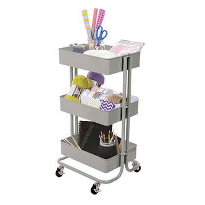 Metal Rolling Utility Cart Gray / Carrito con Ruedas Gris Almacenamiento y Organización Darice