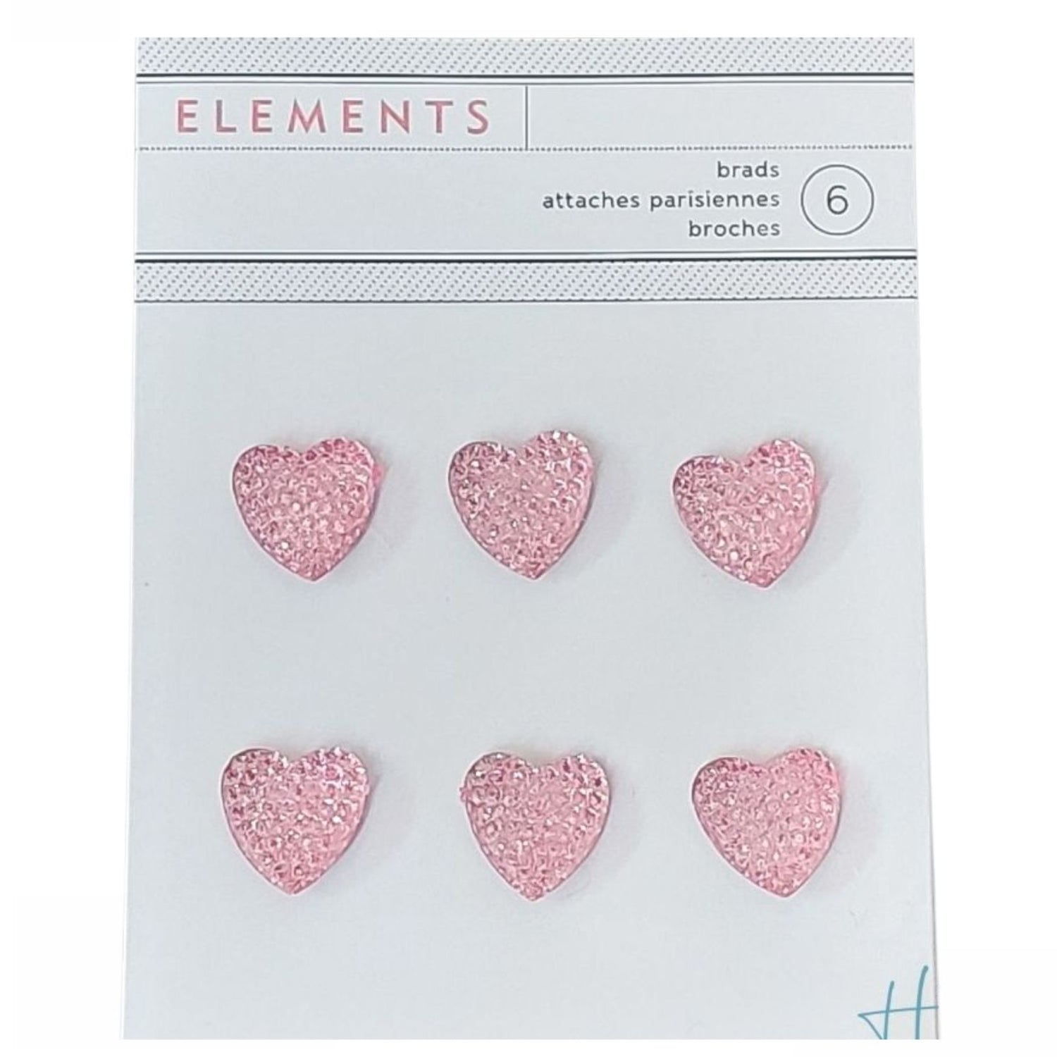 Hearts Glitter Brads / Chinches de Corazones Brillantes Adornos / Embellishments American Crafts