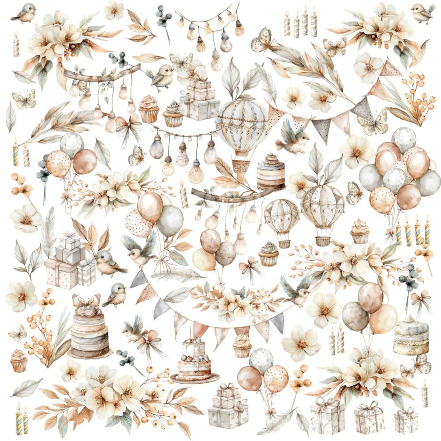 Collection Celebrations Laser Cut Outs / Recortes Laser Neutros Celebración Adornos / Embellishments 49 and Market