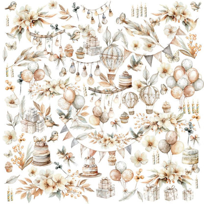 Collection Celebrations Laser Cut Outs / Recortes Laser Neutros Celebración Adornos / Embellishments 49 and Market