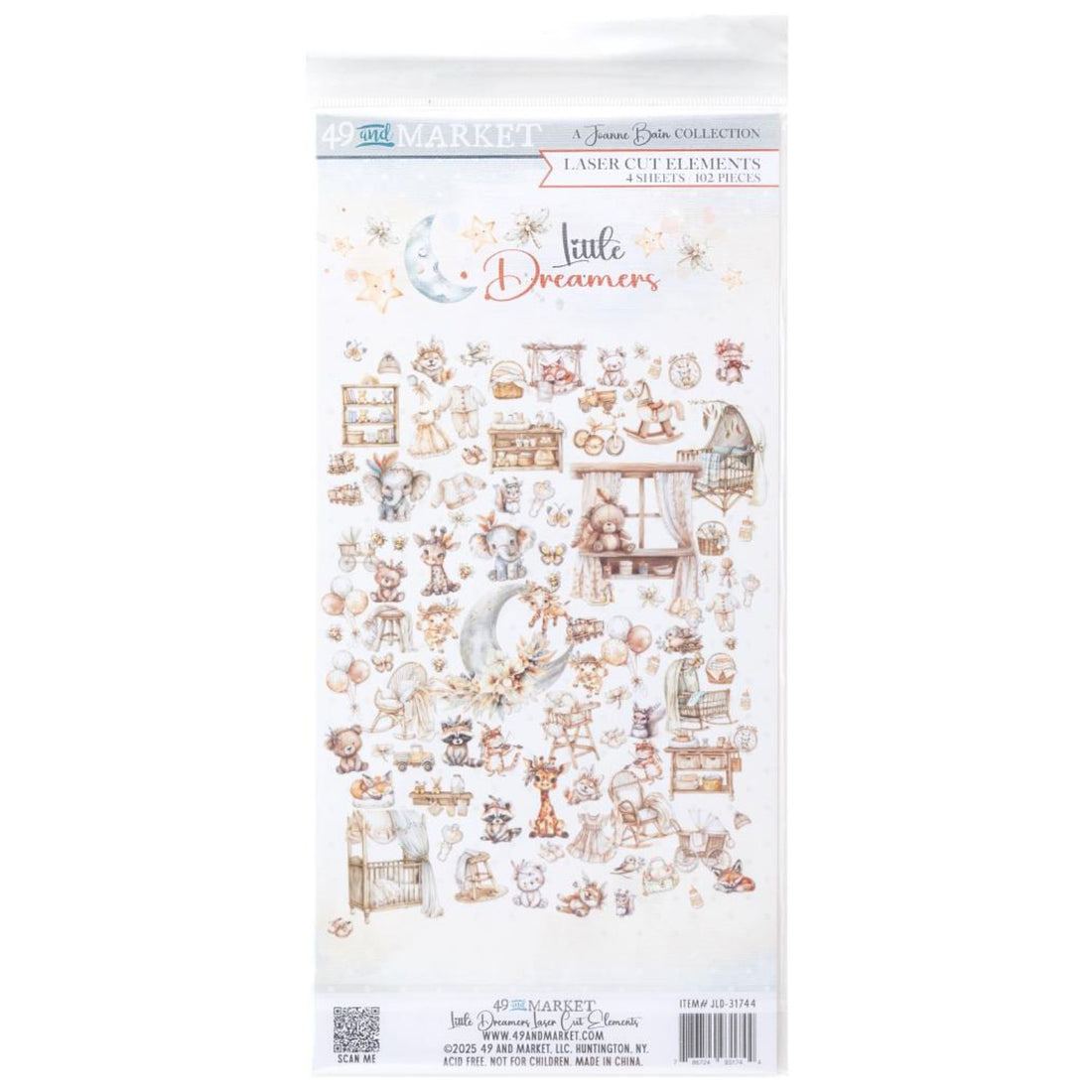 Collection Little Dreamer Laser Cut Outs / Recortes Laser Neutros Pequeño Soñador Adornos / Embellishments 49 and Market