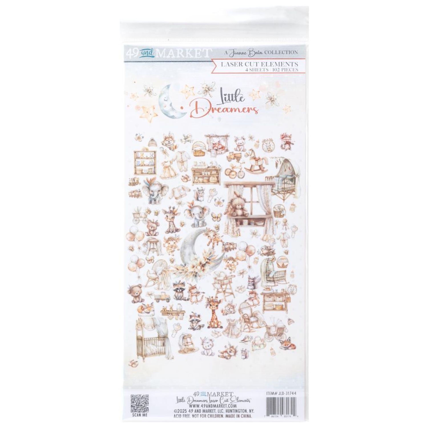 Collection Little Dreamer Laser Cut Outs / Recortes Laser Neutros Pequeño Soñador Adornos / Embellishments 49 and Market
