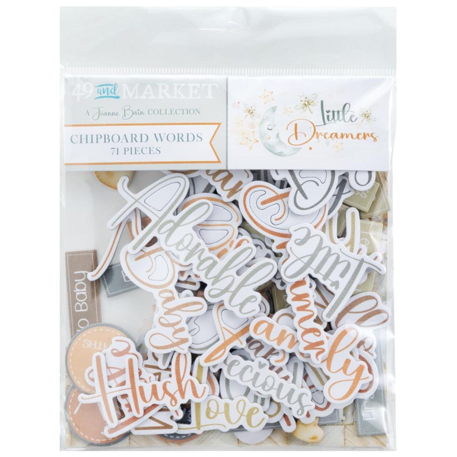 Little Dreamers Chipboard Words / Recortes Frases Aglomerado Pequeño Soñador Adornos / Embellishments 49 and Market