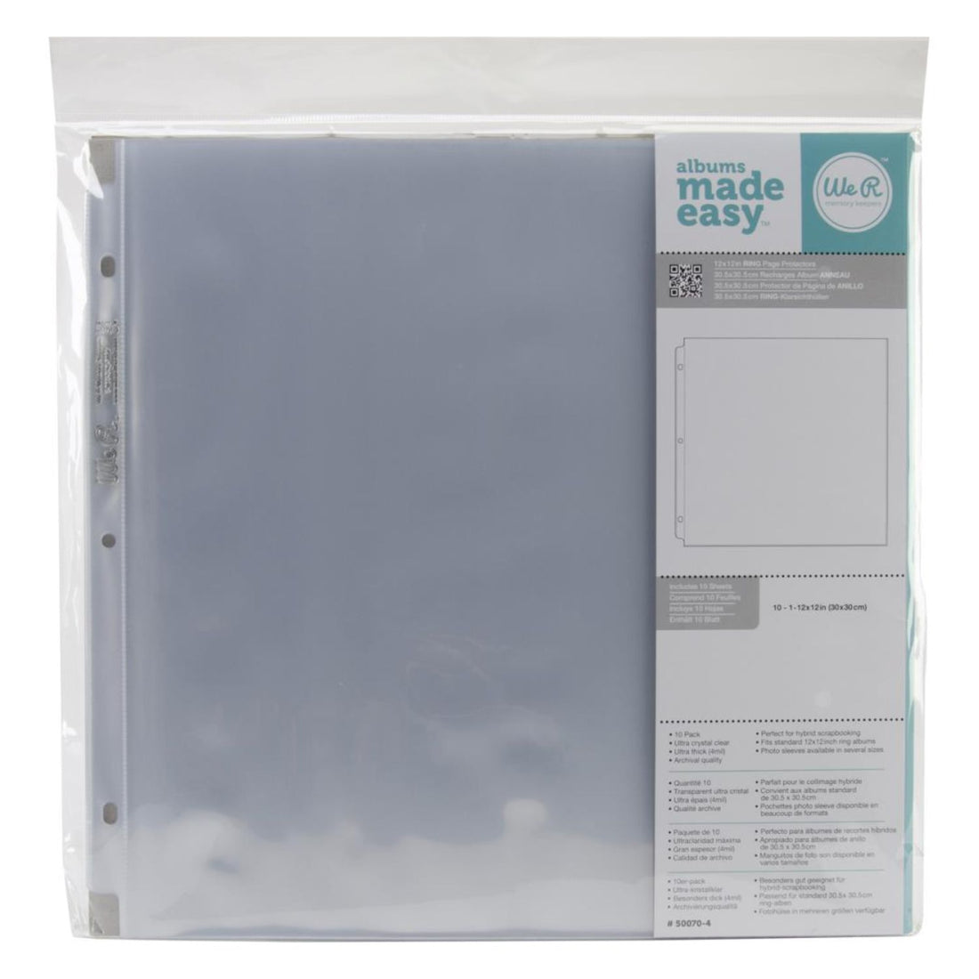 Ring Photo Sleeves 12"X12" Pack / 10 Protectores Fundas Para Fotos Album Almacenamiento y Organización We R Makers