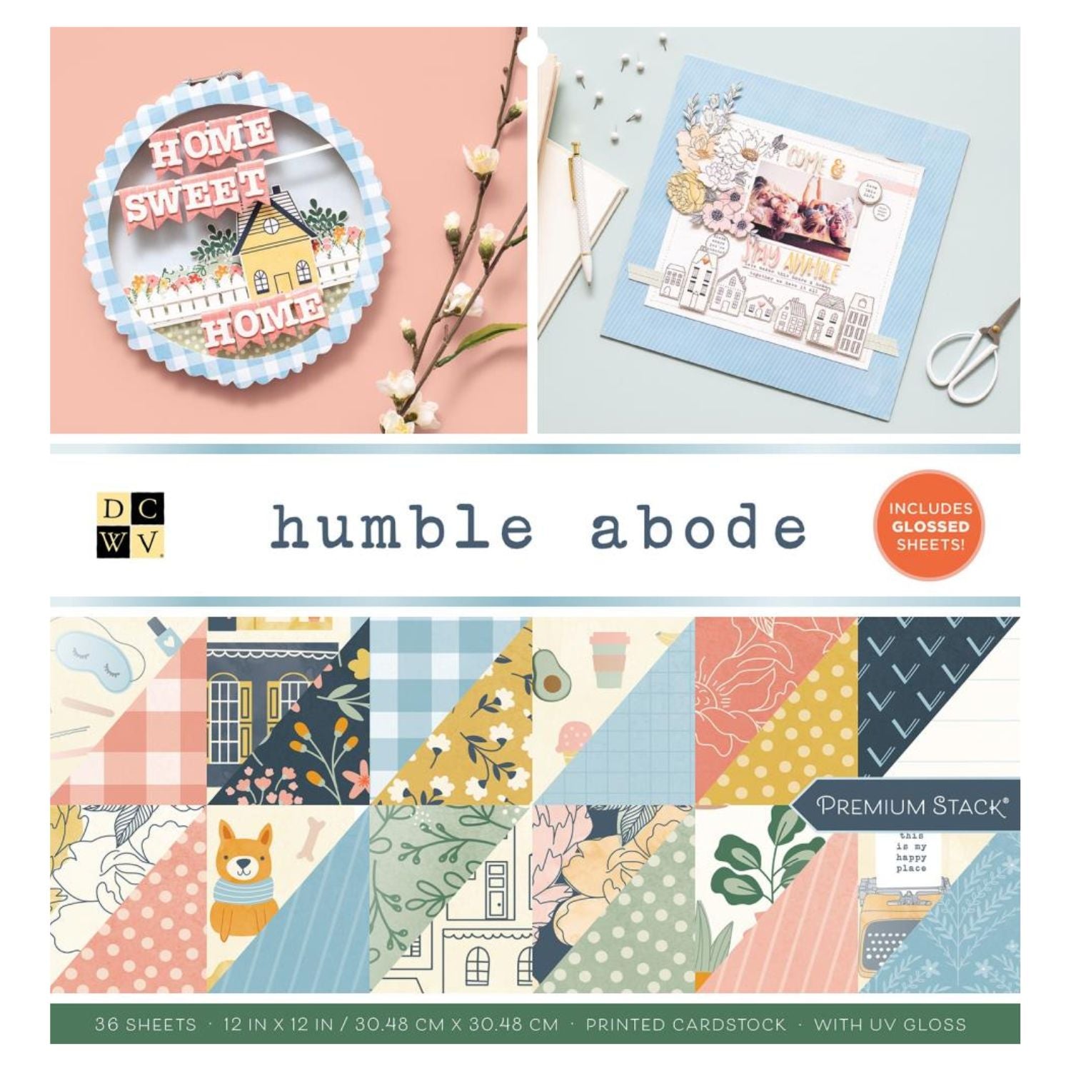 Humble Abode Cardstock Stack / Paquete Cartulina Morada Humilde 12 x12&quot; Papel DCWV