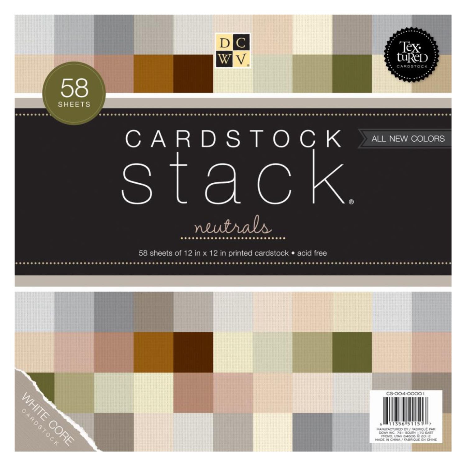 Neutrals Cardstock Stack / Paquete Cartulina Colores Neutrales 12 x12&quot; Papel DCWV