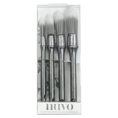 Stencil Brushes / 4 Brochas para Estenciles Pinceles y Brochas Nuvo