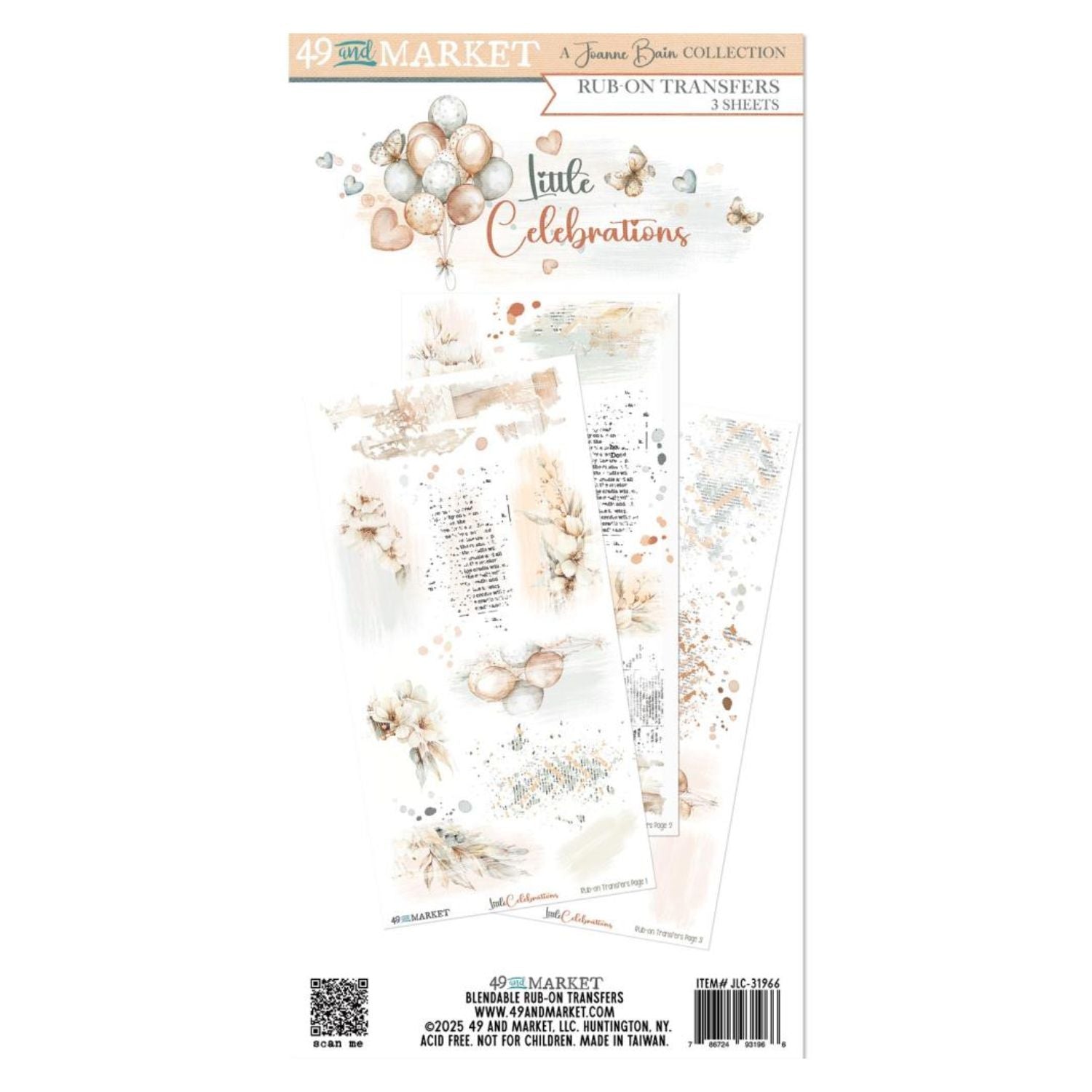 Juego Set Transferencias Frotar Calor Álbum Decorar Fotos Tonos Neutros Stickers 49 and Market