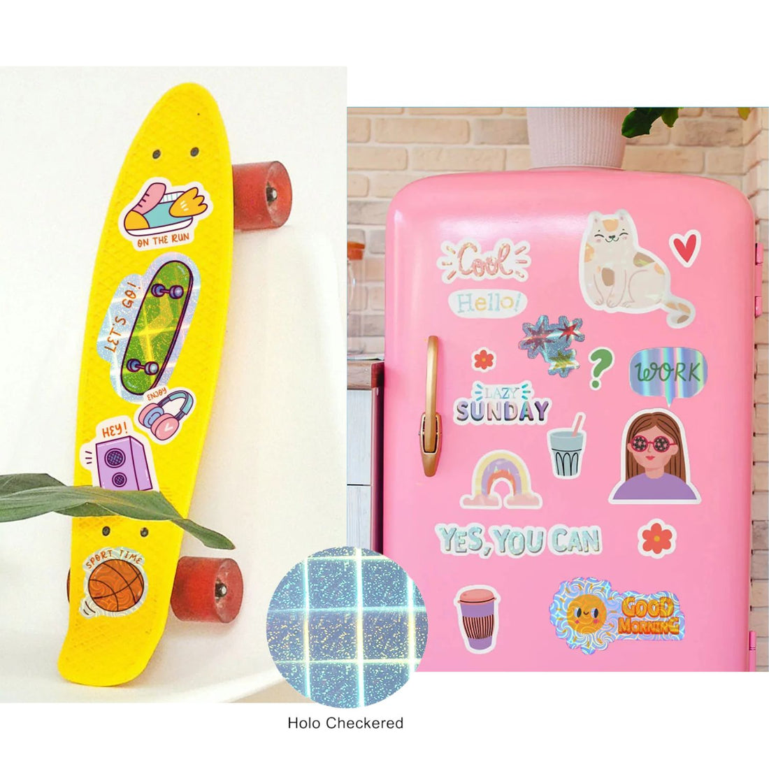 Holo Checkered Inkjet Printable Sticker Vinyl / 15 Hojas de Vinilo Adhesivo Imprimible Holográfico Cuadros Viniles Teckwrap