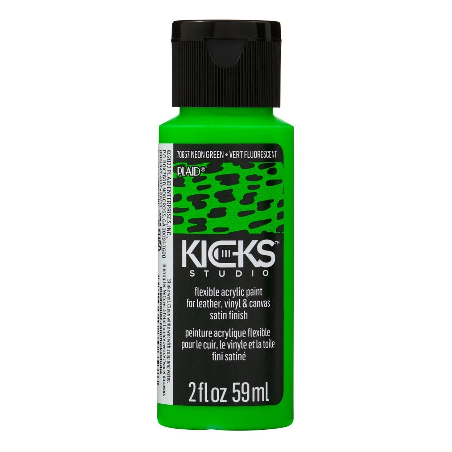 Kicks Studio Shoe Acrylic Paint Neon Green / Pintura Acrílica para Cuero, Vinil y Tela Verde Neon Acrìlicos Plaid
