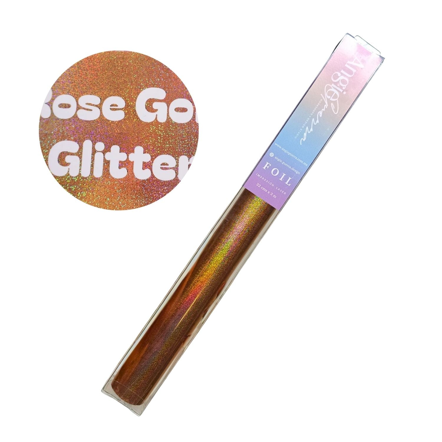 Foil Para Tinta Rose Gold Glitter 3m Foil Reactivo Angie Guerra