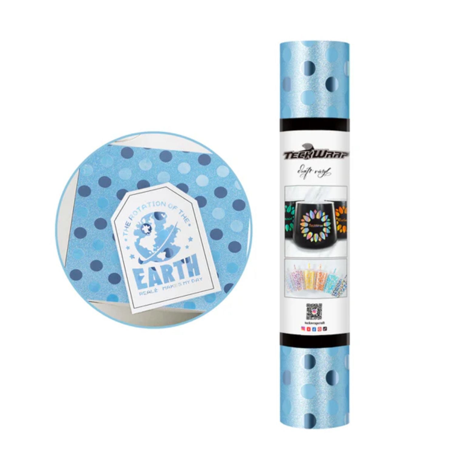 Glitter Polka Dots Blue Vinyl / Vinil Adhesivo Lunares Azul Viniles Teckwrap