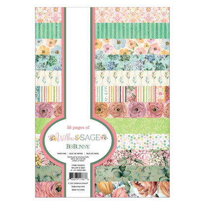 Willow &amp; Sage Paper Pad Stack 6x8&quot; / Block Hojas Flores Sauce Y Salvia Papel BoBunny