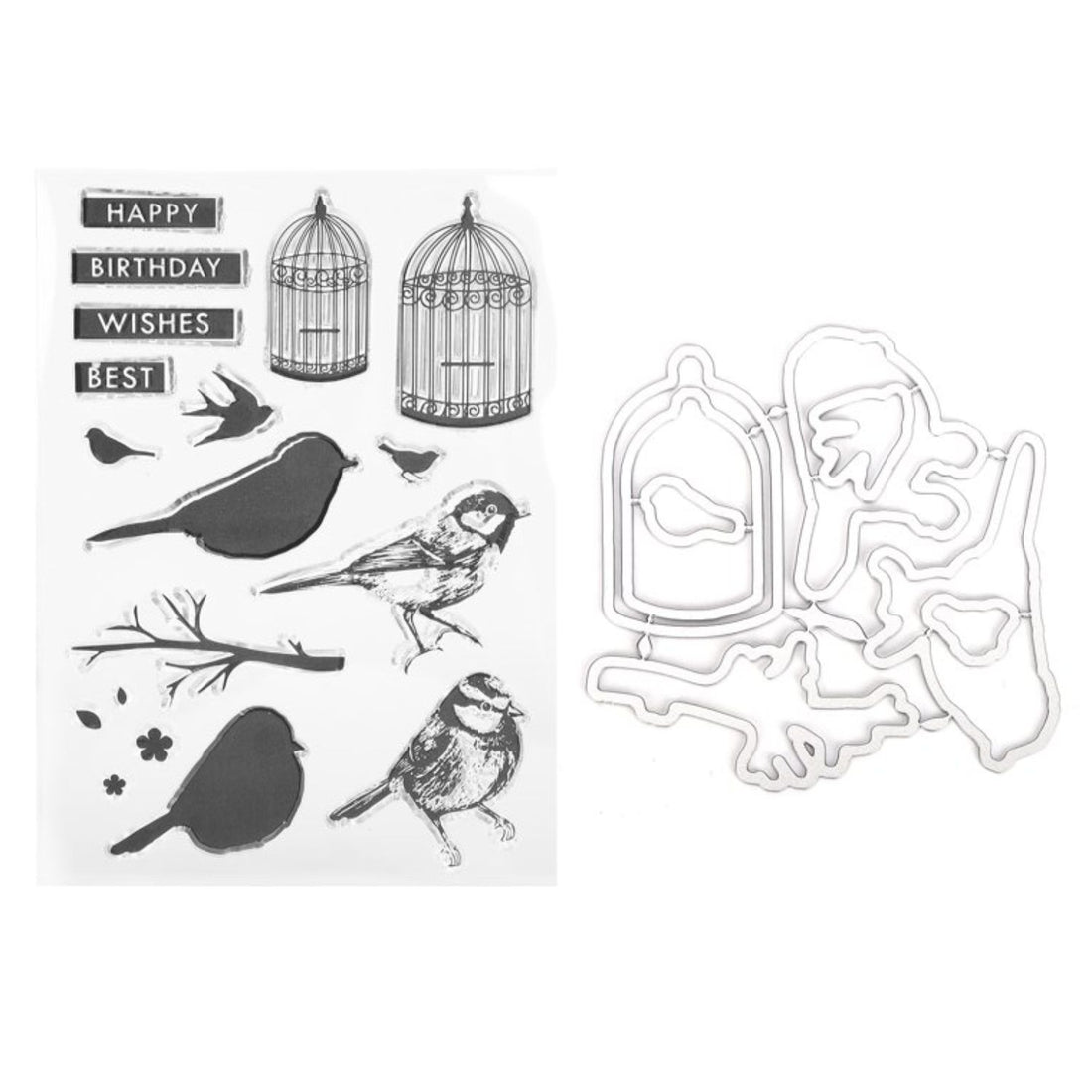 Set De Sellos Y Suajes De Aves Y Jaulas Sellos Hobbees