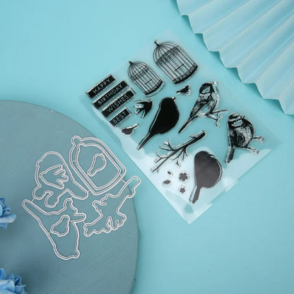 Set De Sellos Y Suajes De Aves Y Jaulas Sellos Hobbees