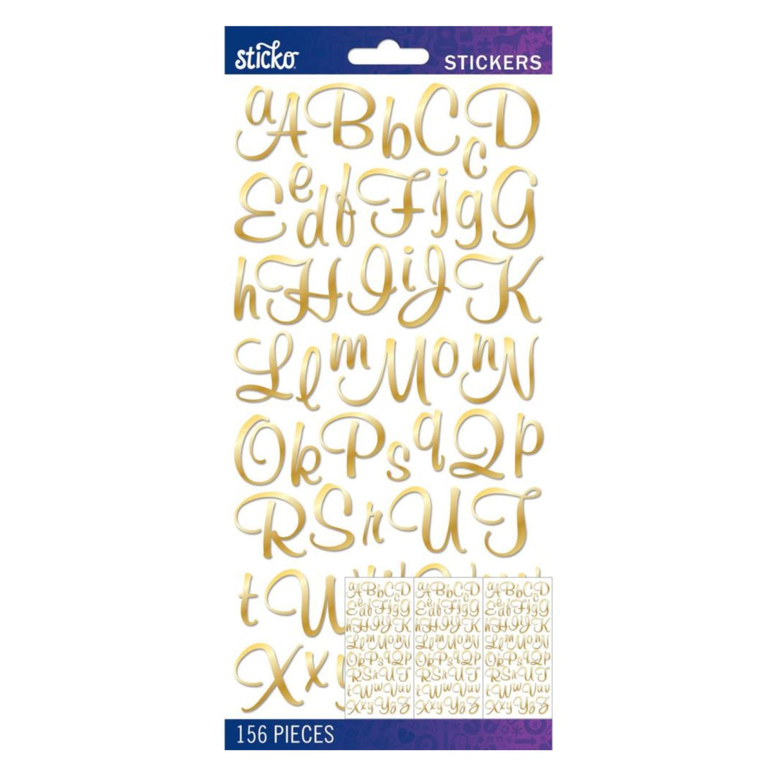 Script Alphabet Gold Foil Stickers / Estampas Alfabeto de Foil Dorado 