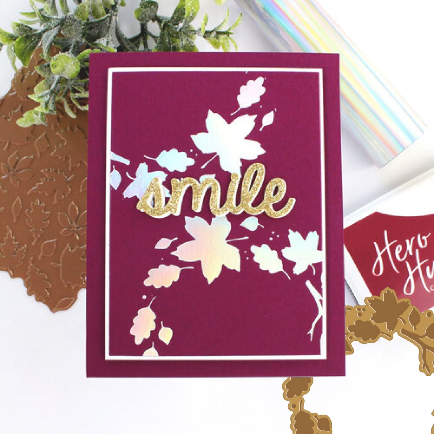 Leafy Branches Glimmer Hot Foil Plate / Placa para Estampado y Grabado Ramas Frondosas Dados de Corte / Suajes / Troqueles Hero Arts