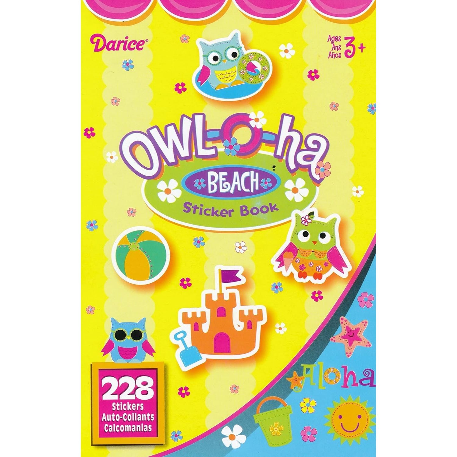 Sticker Book for Kids Owl-o-ha Beach / Libro con 228 Estampas Buhos en la Playa Stickers Darice