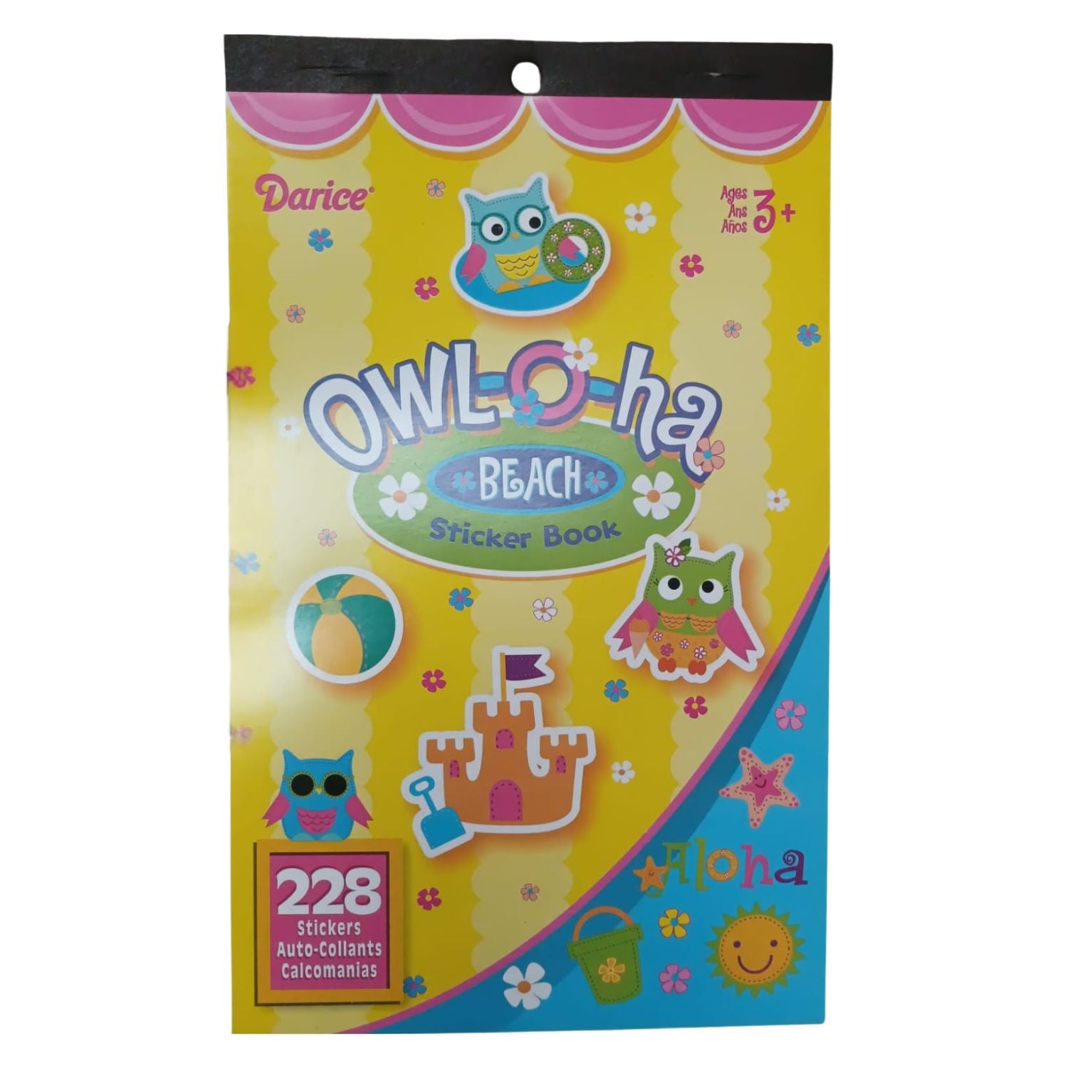 Sticker Book for Kids Owl-o-ha Beach / Libro con 228 Estampas Buhos en la Playa Stickers Darice