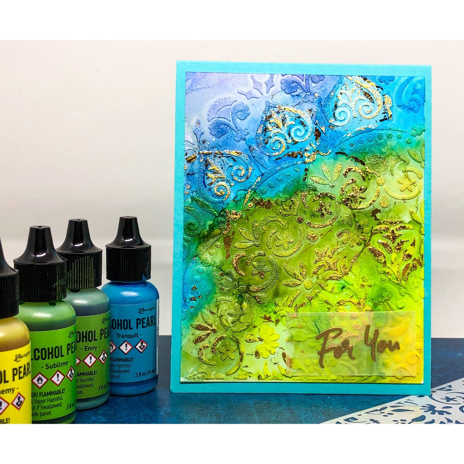 Tim Holtz Alcohol Pearls Tranquil / Tinta al Alcohol Aperlada Azul Cielo Tintas al Alcohol Ranger