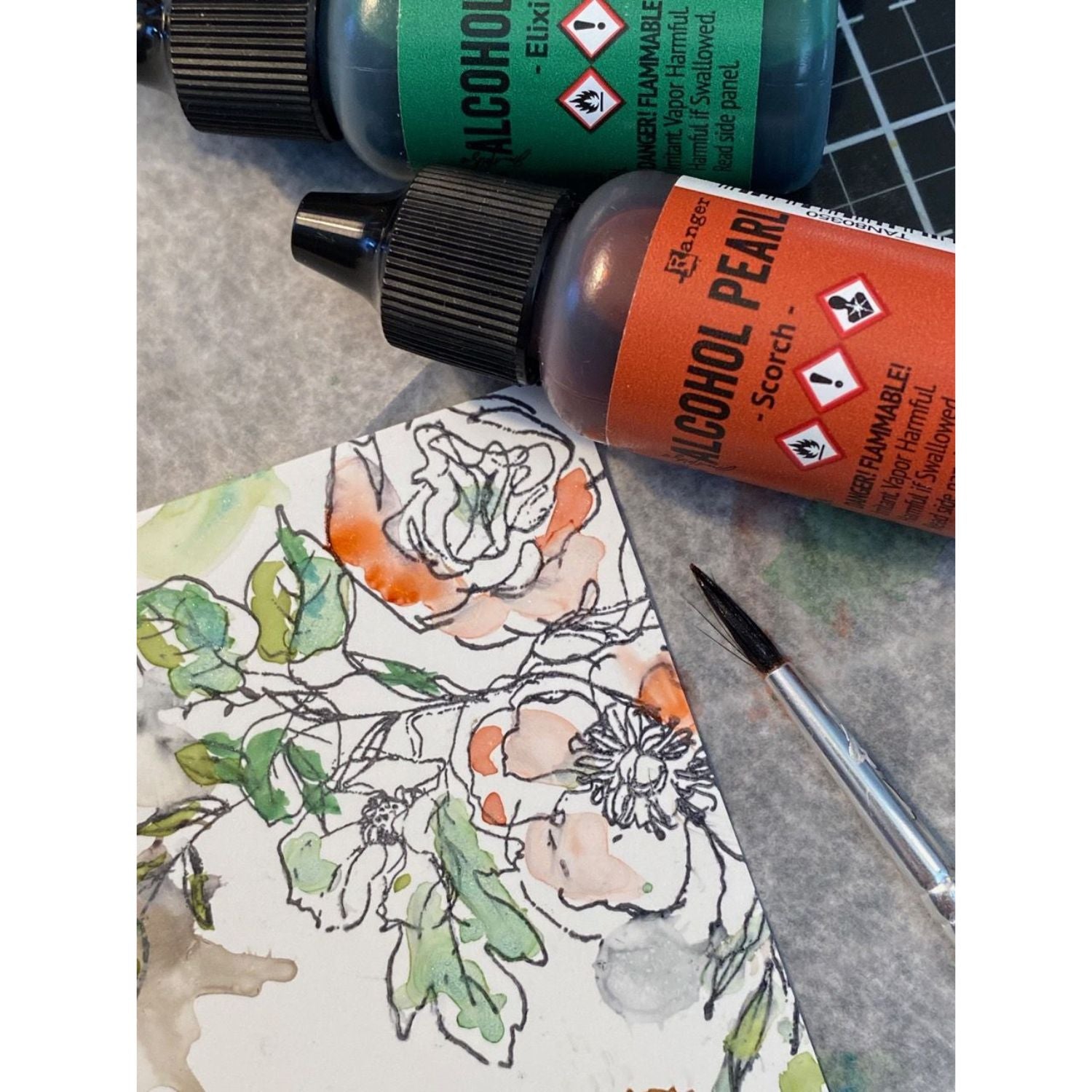 Tim Holtz Alcohol Pearls Scorch / Tinta al Alcohol Aperlada Ladrillo Tintas al Alcohol Ranger