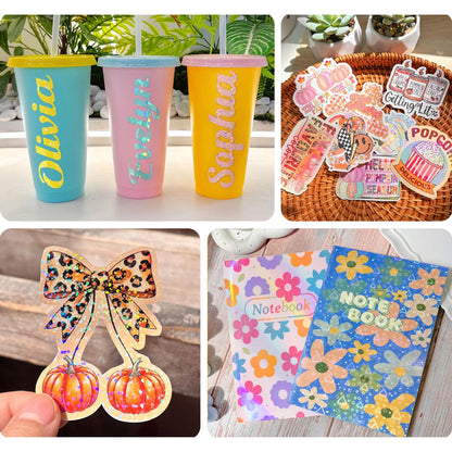 Holographic Laminate Sheet / 16 Hojas Laminado Frío Holográficas con Diseños Papel Teckwrap