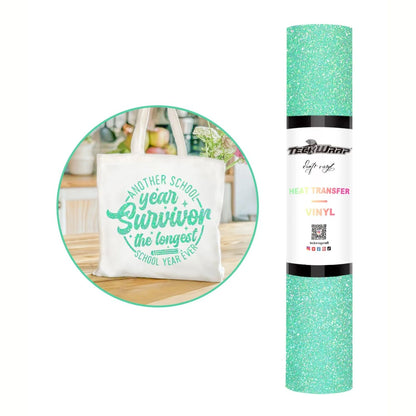 Fancy Glitter HTV / Vinil Termoadhesivo Diamantina Elegante Azul Tiffany Viniles Teckwrap