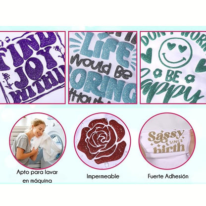 Glitter Puff HTV Gold / Vinil Termoadhesivo Glitter Puff Oro Viniles Teckwrap