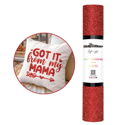 Glitter Puff HTV Red / Vinil Termoadhesivo Glitter Puff Rojo Viniles Teckwrap