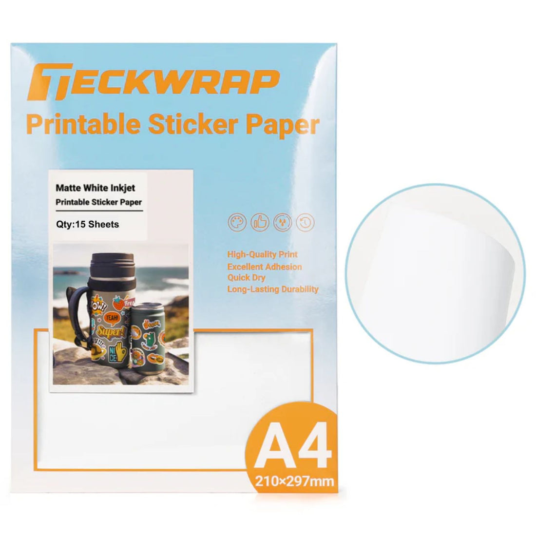 Inkjet Sticker Paper Matte White / 15 Hojas Adhesivas Blanco Matte Para Sticker Viniles Teckwrap