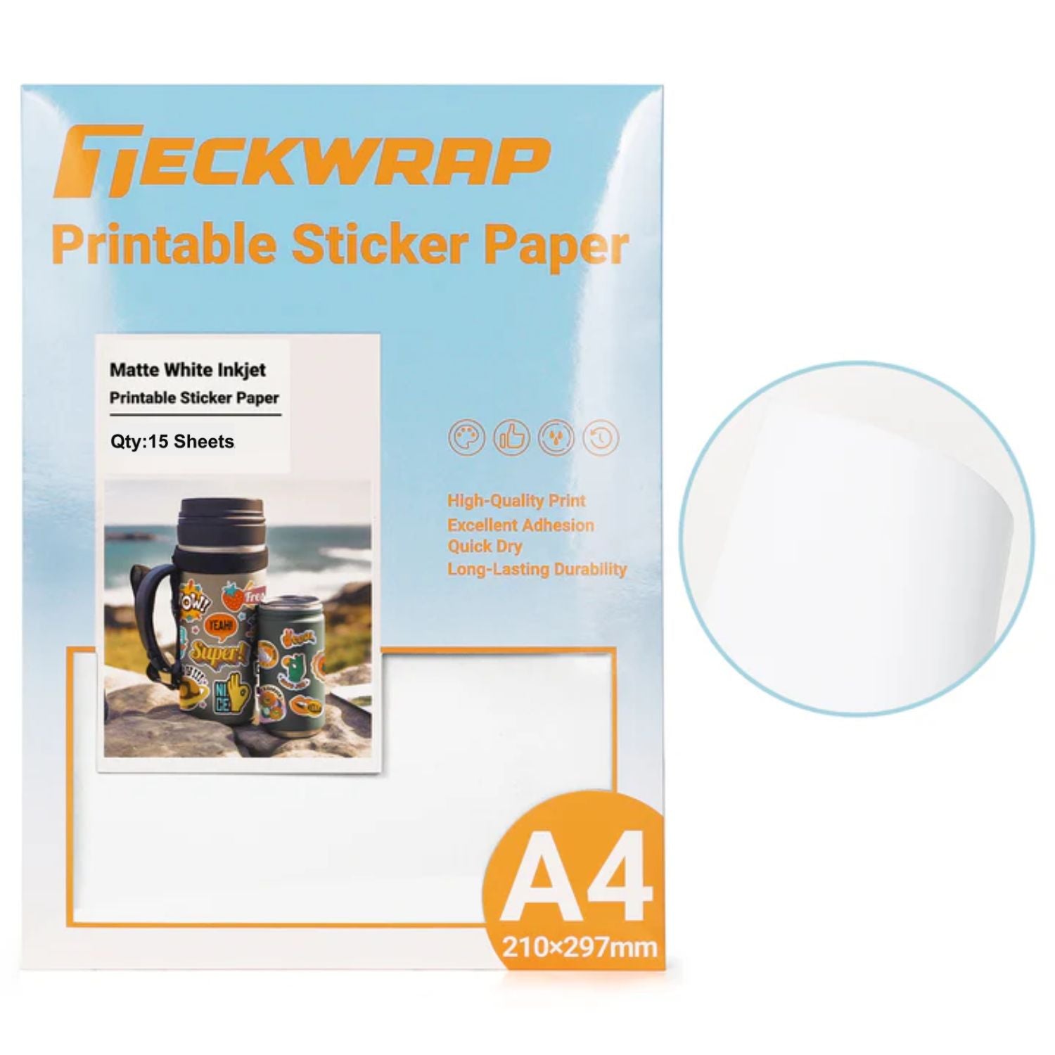 Inkjet Sticker Paper Matte White / 15 Hojas Adhesivas Blanco Matte Para Sticker Viniles Teckwrap