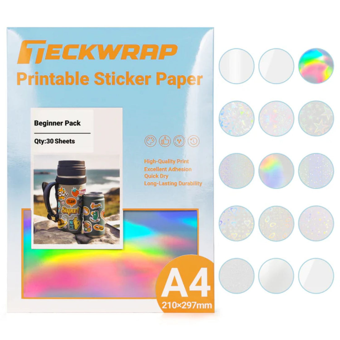 Inkjet Sticker Paper Beginner Pack / 30 Hojas Adhesivas Para Sticker Paquete Mixto Viniles Teckwrap